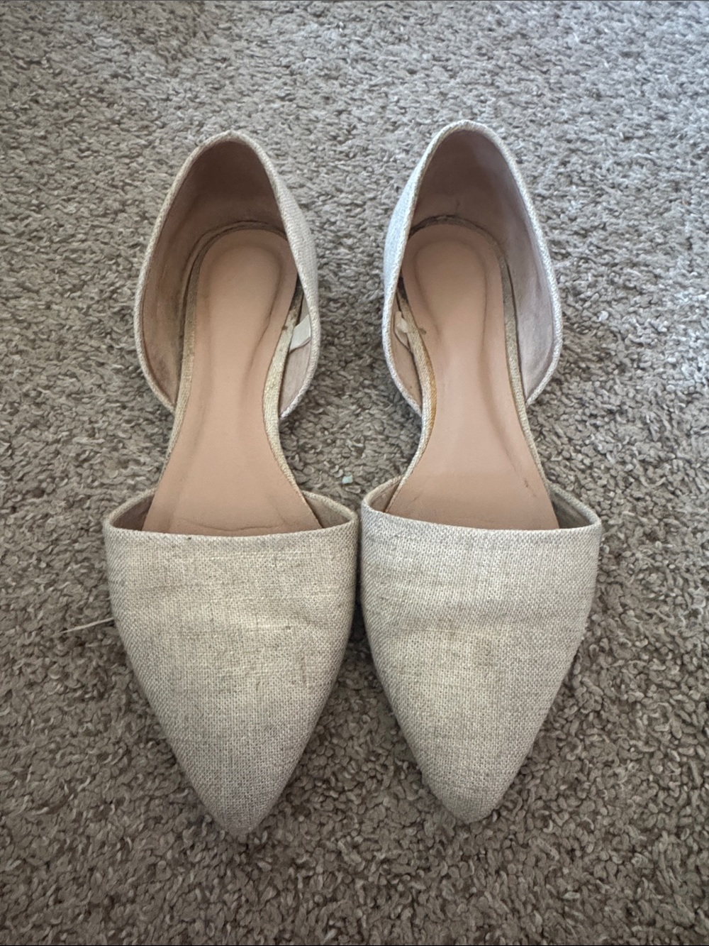Women's Pointed-Toe Flats in Light Beige